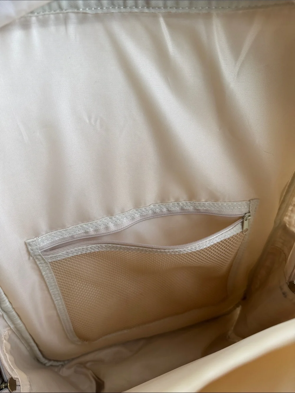 So Young Neutral Cream Canvas Backpack Tote for Women Teacher Bag Work Bag